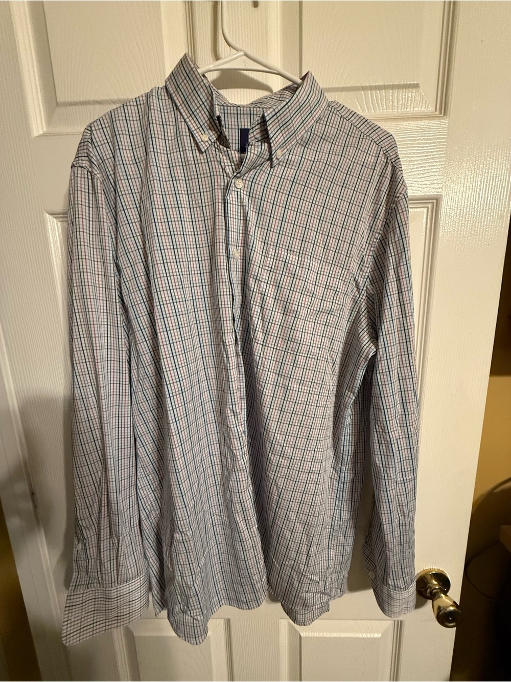 johnnie-O Blue and White Plaid Button-Down Shirt